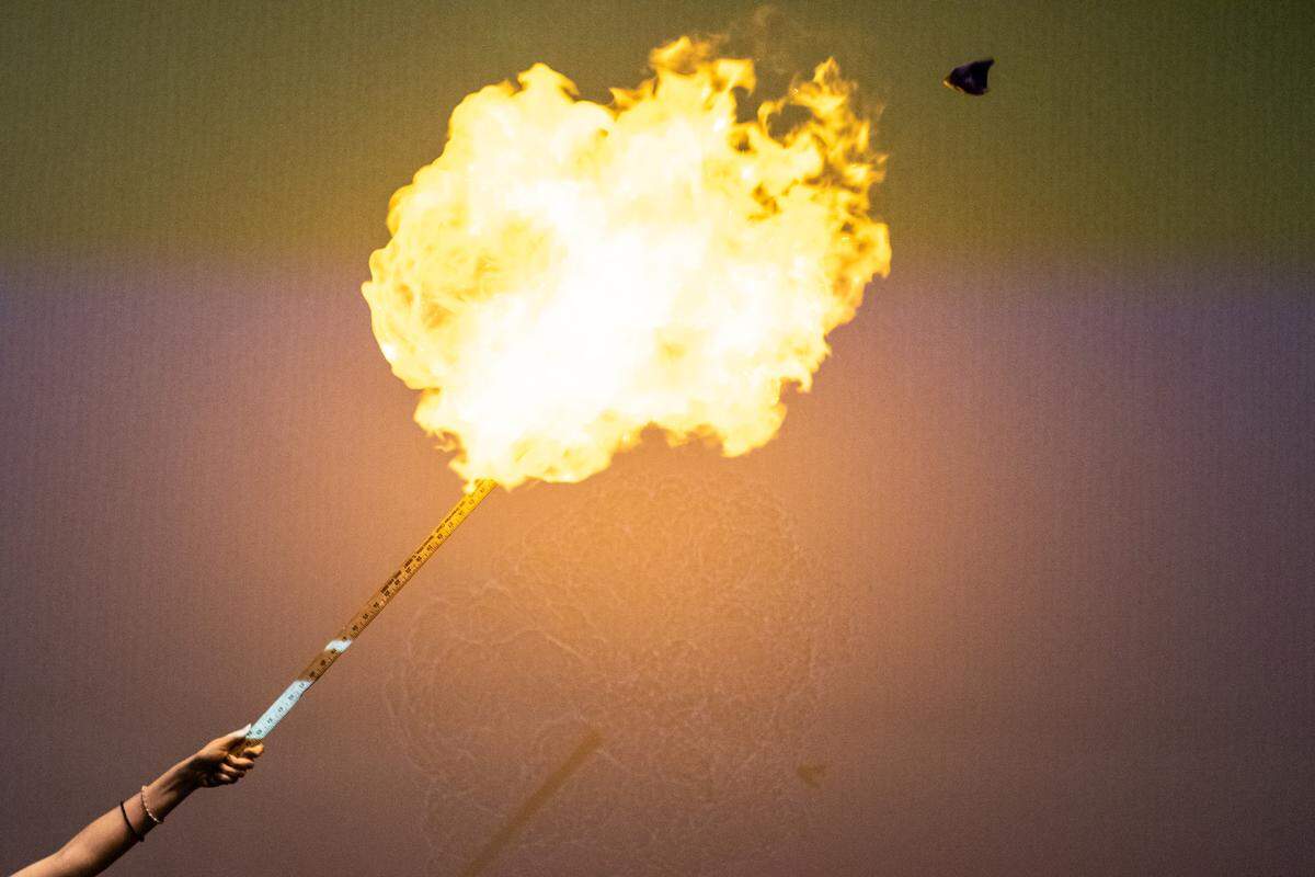 Discovery Place audiences marvel at the percussive blast when a flame hits a hydrogen balloon.