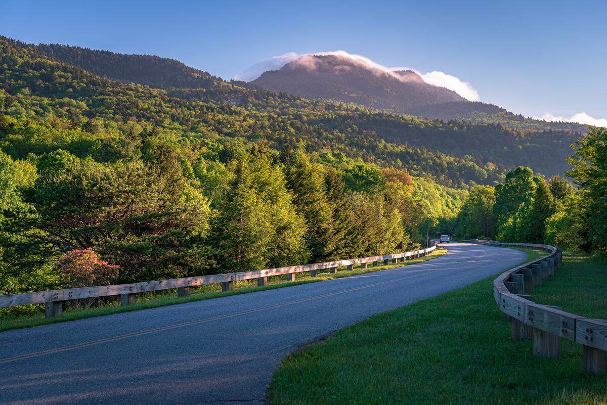 Beautiful Grandfather Mountain from Blue Ridge Parkway, North Carolina.