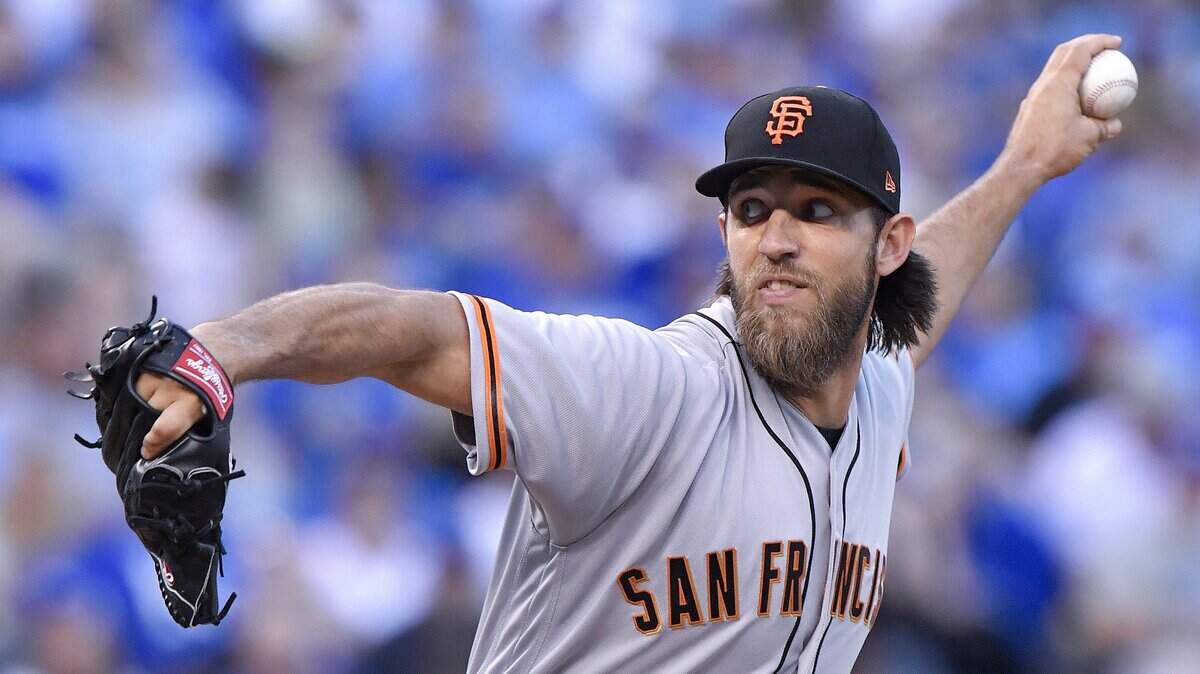 Madison Bumgarner, formerly of the San Francisco Giants, now pitches for the Arizona Diamondbacks. This was taken when he played against the Kansas City Royals at Kauffman Stadium in Kansas City, Mo., on Wednesday, April 19, 2017.