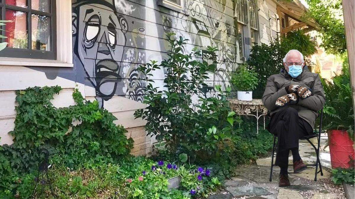 Bernie Sanders memed at the NoDa Company Store. After the swearing-in ceremony for Joe Biden and Kamala Harris, memes of Sanders went viral. Some of our favorites are in Charlotte.