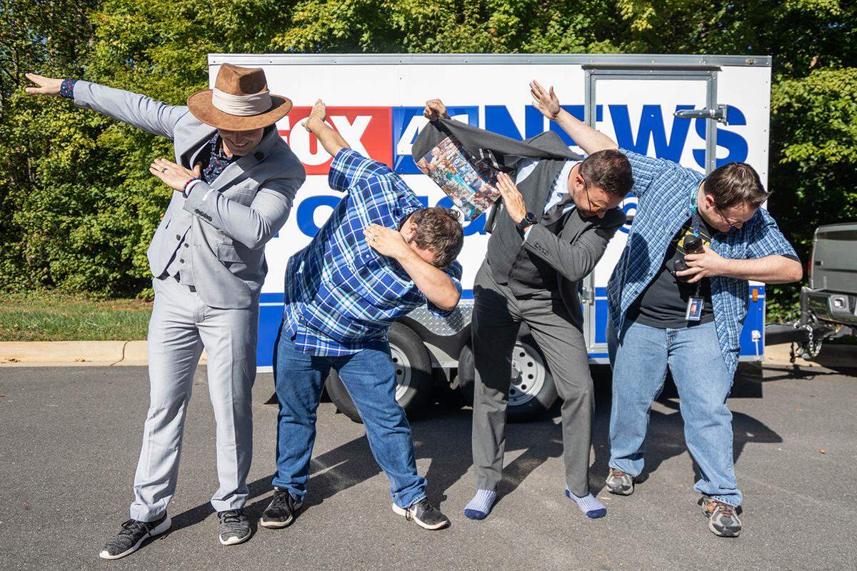 Fox 46’s Nick Kosir, Hans Fornoff, Jason Harper and Jake White. For the record, White is a Tennessee Titans fan and did not want to dab.