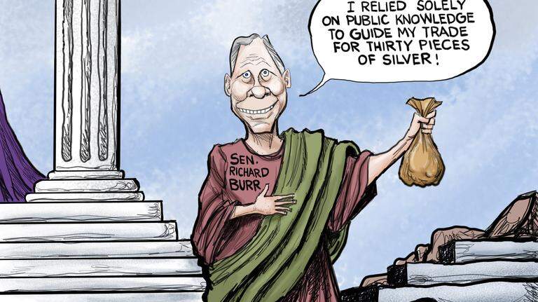 Kevin Siers cartoon: Richard Burr the Betrayer