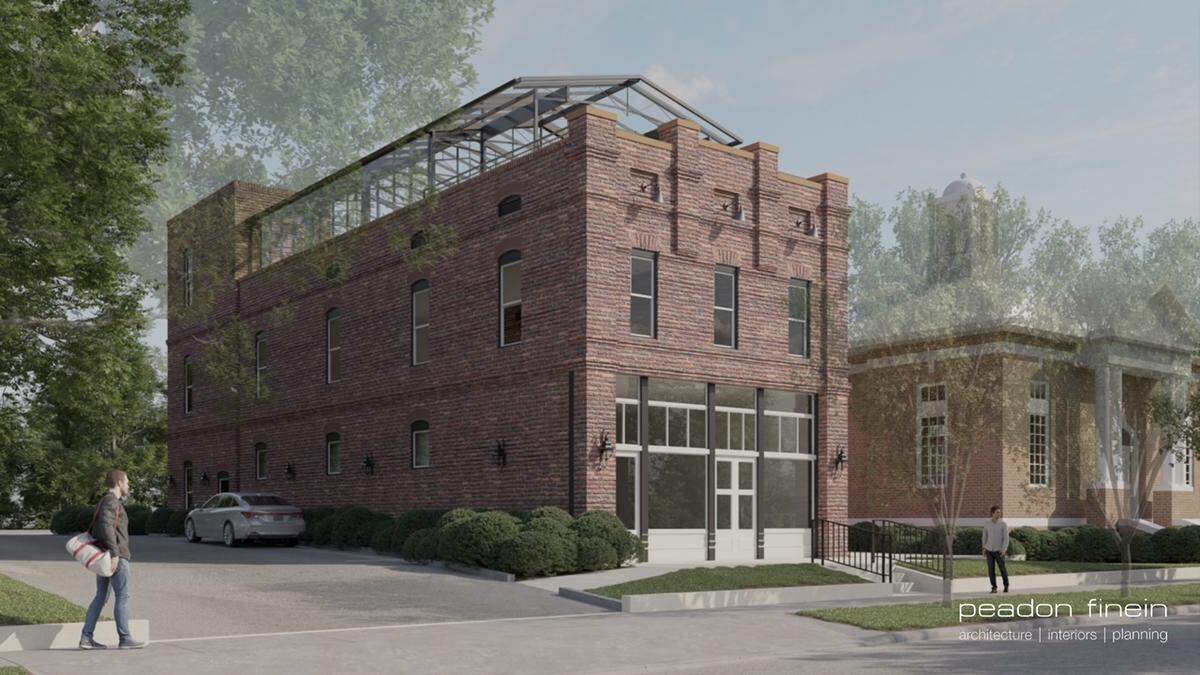 A rendering shows a new location for the historic Leeper & Wyatt building on Cleveland Avenue.