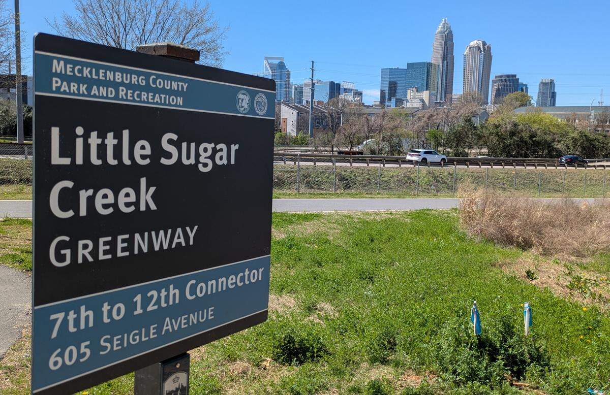 Enjoy views of uptown Charlotte when you’re walking on the 7th to 12th Street Connector of the Little Sugar Creek Greenway in Belmont, then grab a bite nearby at The Wafflery.