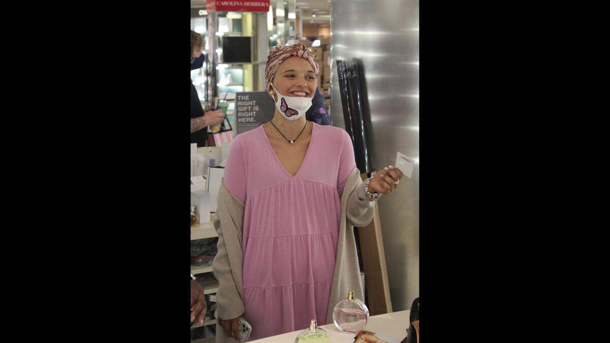 Reagan Crowl, 18, shopping at SouthPark Mall for her Make-A-Wish request in April.