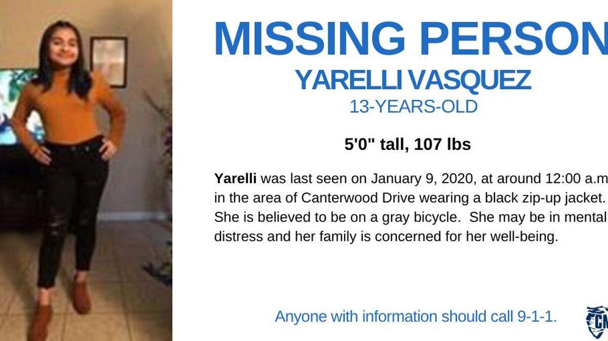 13-year-girl Yarelli Vasquez has been reported missing in Charlotte.