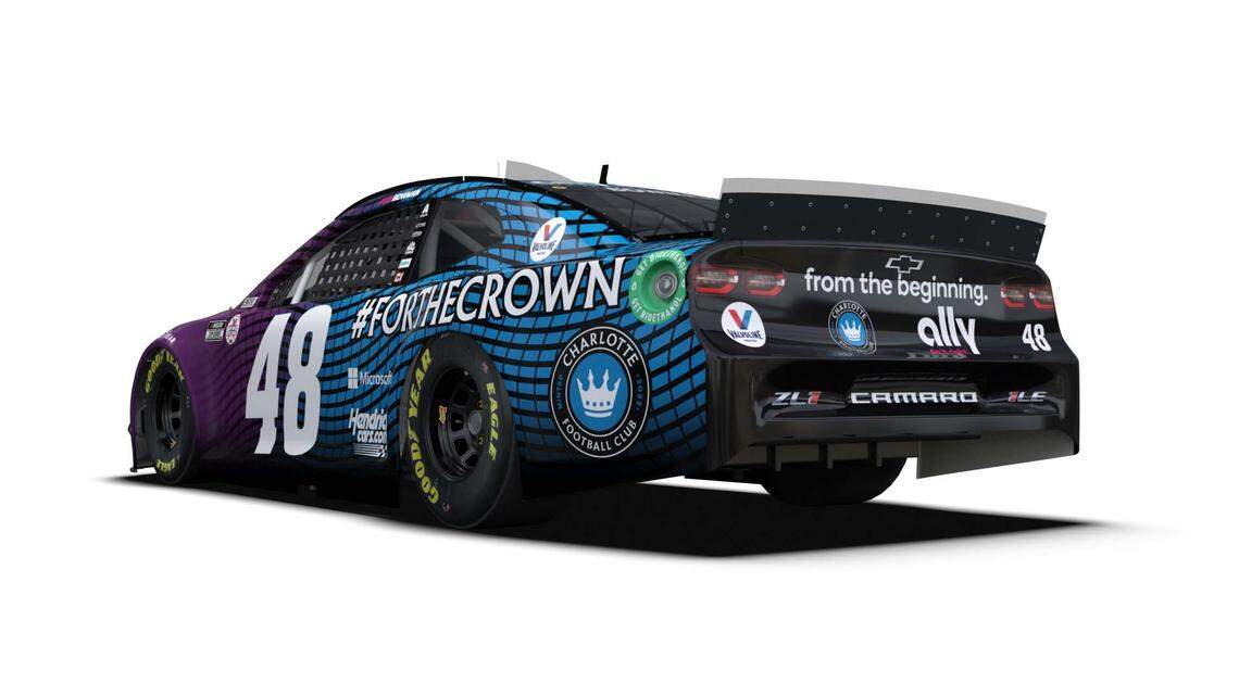 Alex Bowman’s Charlotte FC paint scheme for the NASCAR race at the Charlotte Roval.
