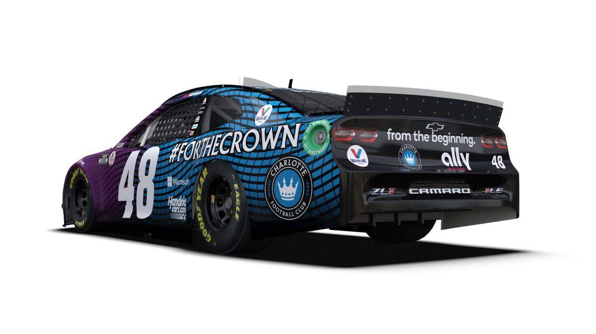Alex Bowman’s Charlotte FC paint scheme for the NASCAR race at the Charlotte Roval.