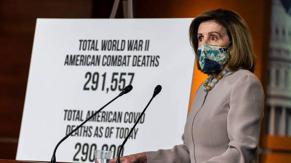 House Speaker Nancy Pelosi during a Dec. 10 press conference at the Capitol in Washington amid negotiations concerning a COVID relief bill. After negotiating for days, Congress approved a $900 billion stimulus package Monday night.
