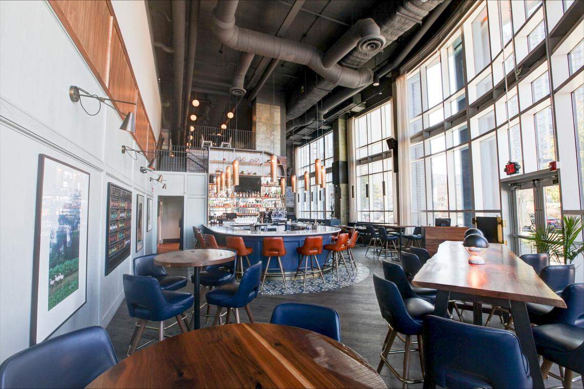 Light from floor to ceiling windows fills Haymaker’s dining room.