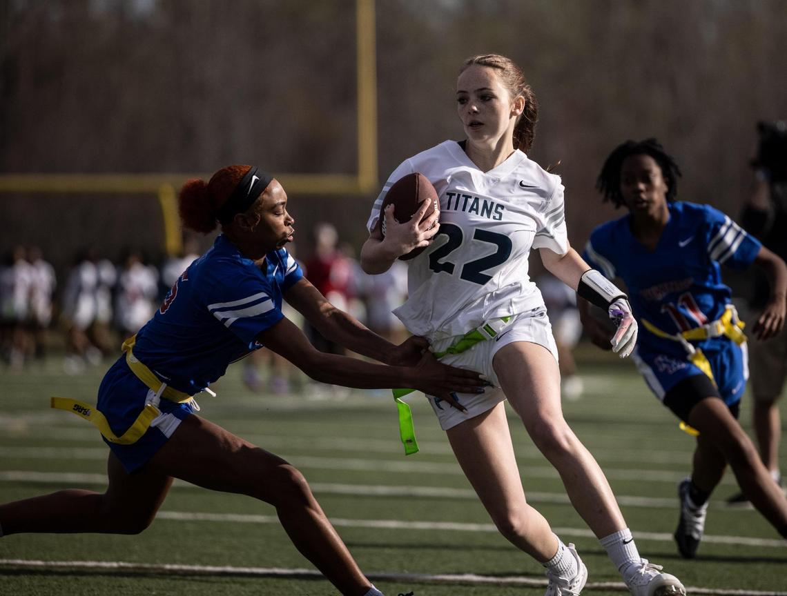 Hopewell competes with North Mecklenburg at Hough High School in Cornelius, N.C., on Friday, March 25, 2022.