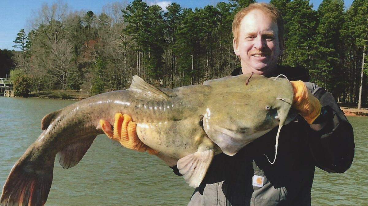 Tim Spolarich, a retired school teacher from West Virginia, caught this monster catfish on Lake Norman recently. He was fishing on his 17-foot fishing and ski boat with his son, Brooks, a Walgreens pharmacist who lives in Mooresville.