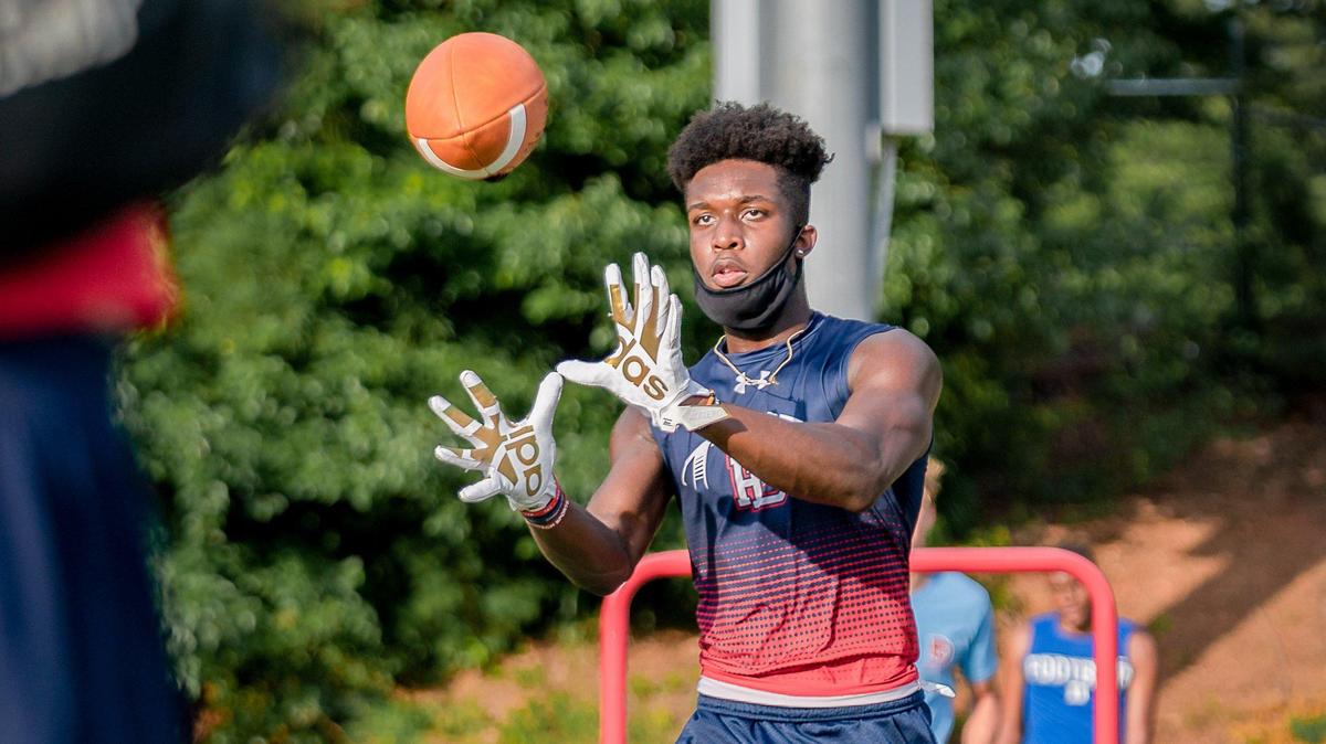 Players ran non-contact drills exhibiting social distancing at Providence Day on Monday. Providence Day conducted one of the first high school football practices since the COVID-19 pandemic started.