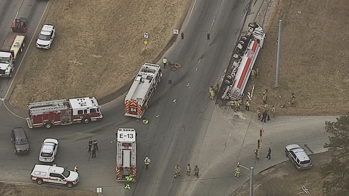 Overturned tanker - Charlotte Fire said the outbound lanes of Brookshire Boulevard at the ramp to Interstate 485 were closed due to the incident.