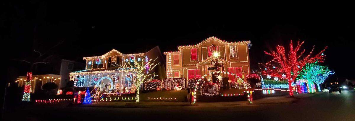 You’ll want to park your car and walk around these two homes on Carbert Lane in Huntersville that are offering lights displays.