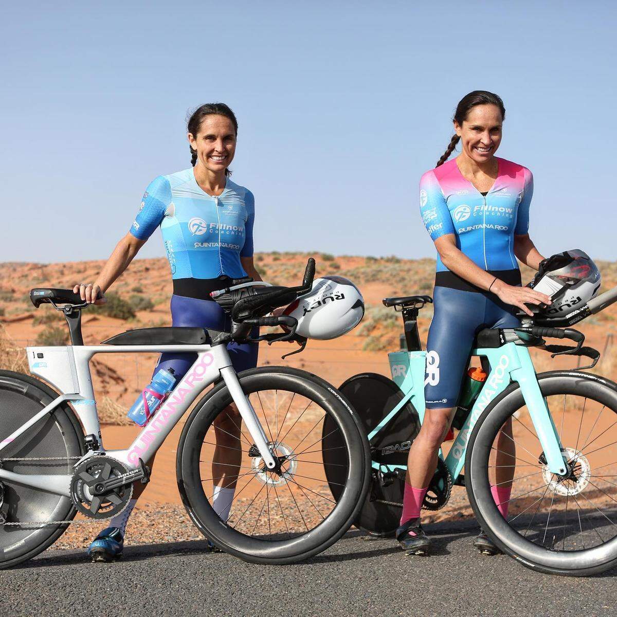 Meghan Fillnow, left, is one of the world’s best amateur Ironman triathletes, while Kelly, right, competes at the professional level.