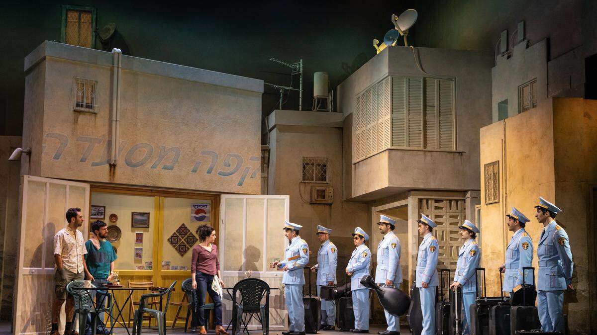 The North American Tour company of “The Band’s Visit” performs on stage. The Tony Award-winning Broadway show is at the Knight Theater through Aug. 25 as part of the Broadway Lights series. 