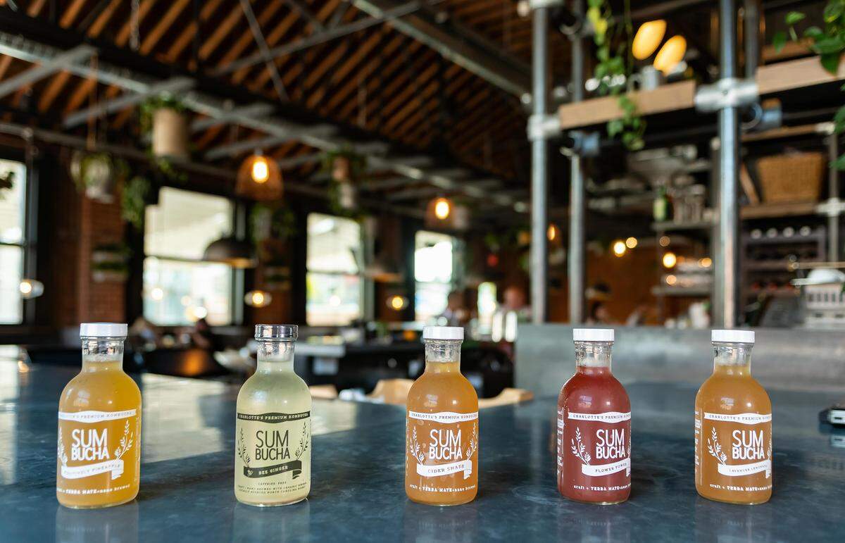 SUM Bucha can be found at locations including NoDa Brewing Company, The National Whitewater Center, Suffolk Punch and Rhino Market & Deli.