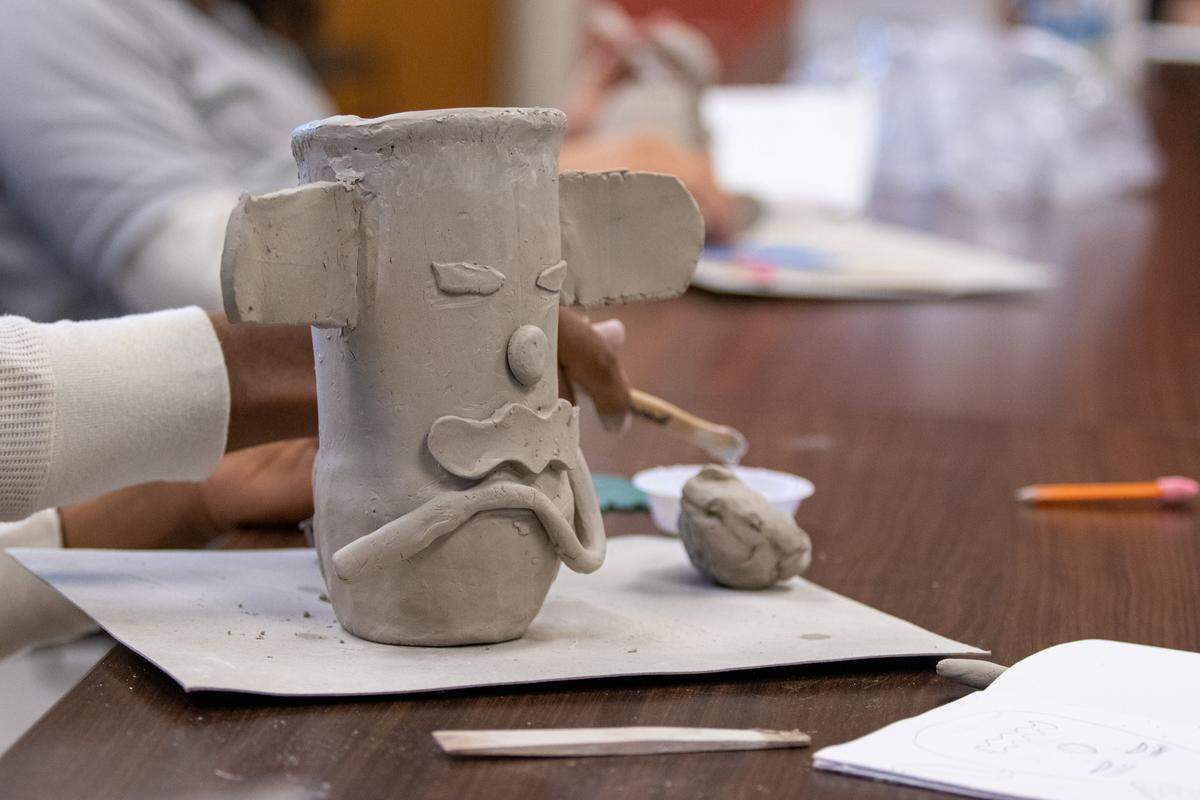A variety of art mediums are taught in the Bechtler Museum’s Jail Arts Initiative classes, including ceramics. This class took place at the Mecklenburg County Juvenile Detention Center.