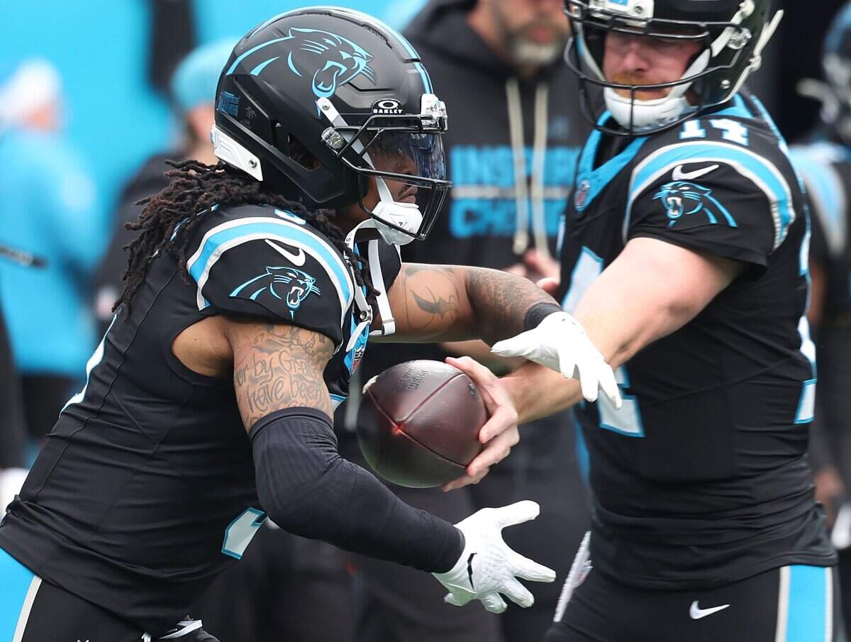 Carolina Panthers running back Rico Dowdle reached the 1,000-yard against the Tampa Bay Buccaneers on Sunday, Dec. 21, 2025 at Bank of America Stadium in Charlotte.