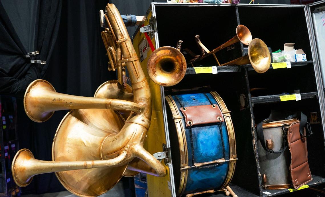 Some of the many props will be used on set for the Cirque Du Soleil’s CORTEO show on August 1, 2024 at the Bojangles Coliseum.