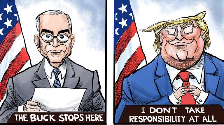 Kevin Siers cartoon: COVID-19 and modern-day Presidential