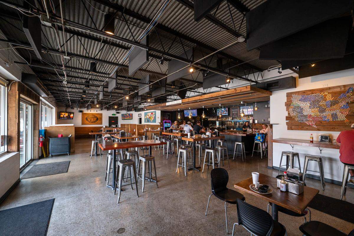 The indoor dining area at Roasting Company on Montford.