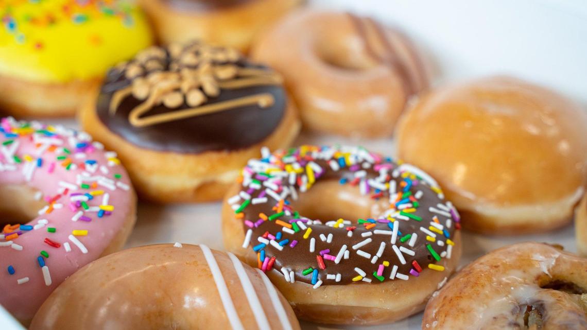 Krispy Kreme in South End has multiple flavors of doughnuts.