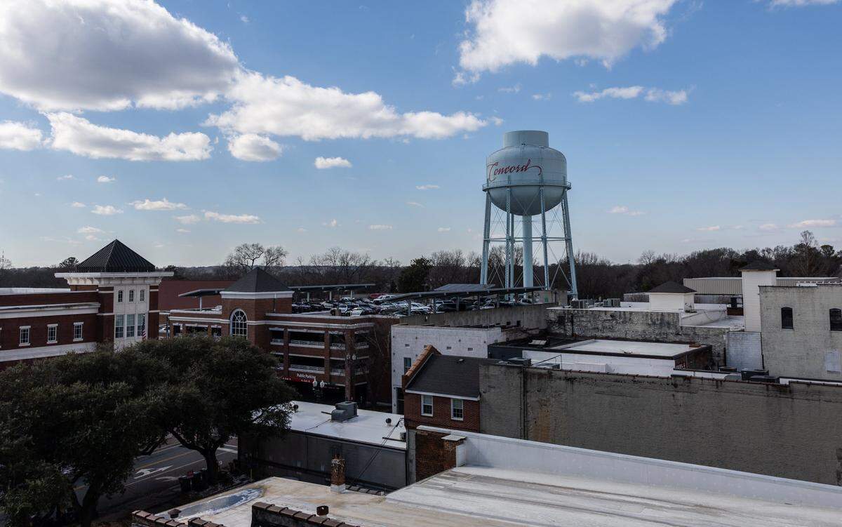 The view of downtown from the rooftop during ribbon cutting for Novi Lofts in Concord, N.C., on Thursday, February 20, 2025. 