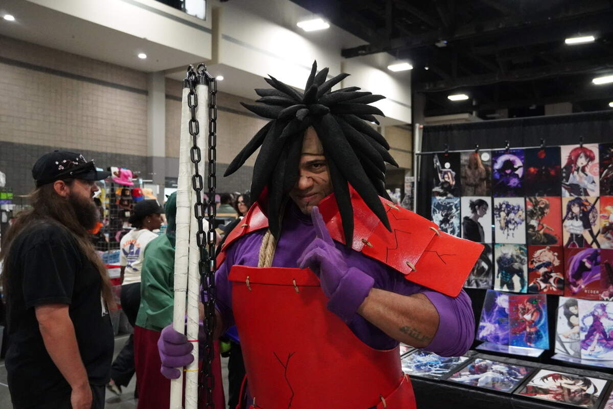 Rodney Wallace, cosplaying as Madara Uchiha from “Naruto Shippuden,” put together his cosplay with EVA foam, PVC pipes and other materials.