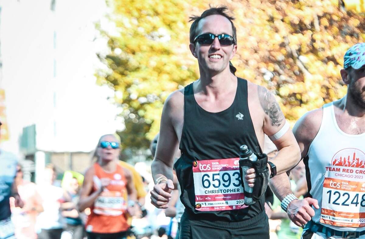 Christopher James Lees, photographed running the New York City Marathon this past fall.