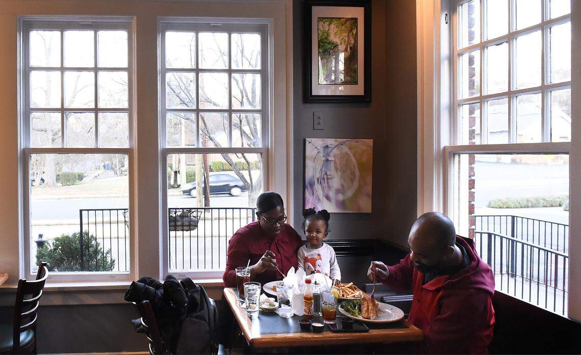 (L-R) Shana Boney (pronounced Bone A), Chloe Boney, 1, and Anthony Boney recently visited the Cajun Queen restaurant on 7th Street. We visited the eatery on Thursday, Jan. 31, 2019.