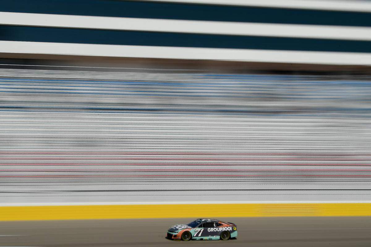 Mar 15, 2025; Las Vegas, Nevada, USA; NASCAR Cup Series driver Michael McDowell (71) during practice for the Pennzoil 400 at Las Vegas Motor Speedway.