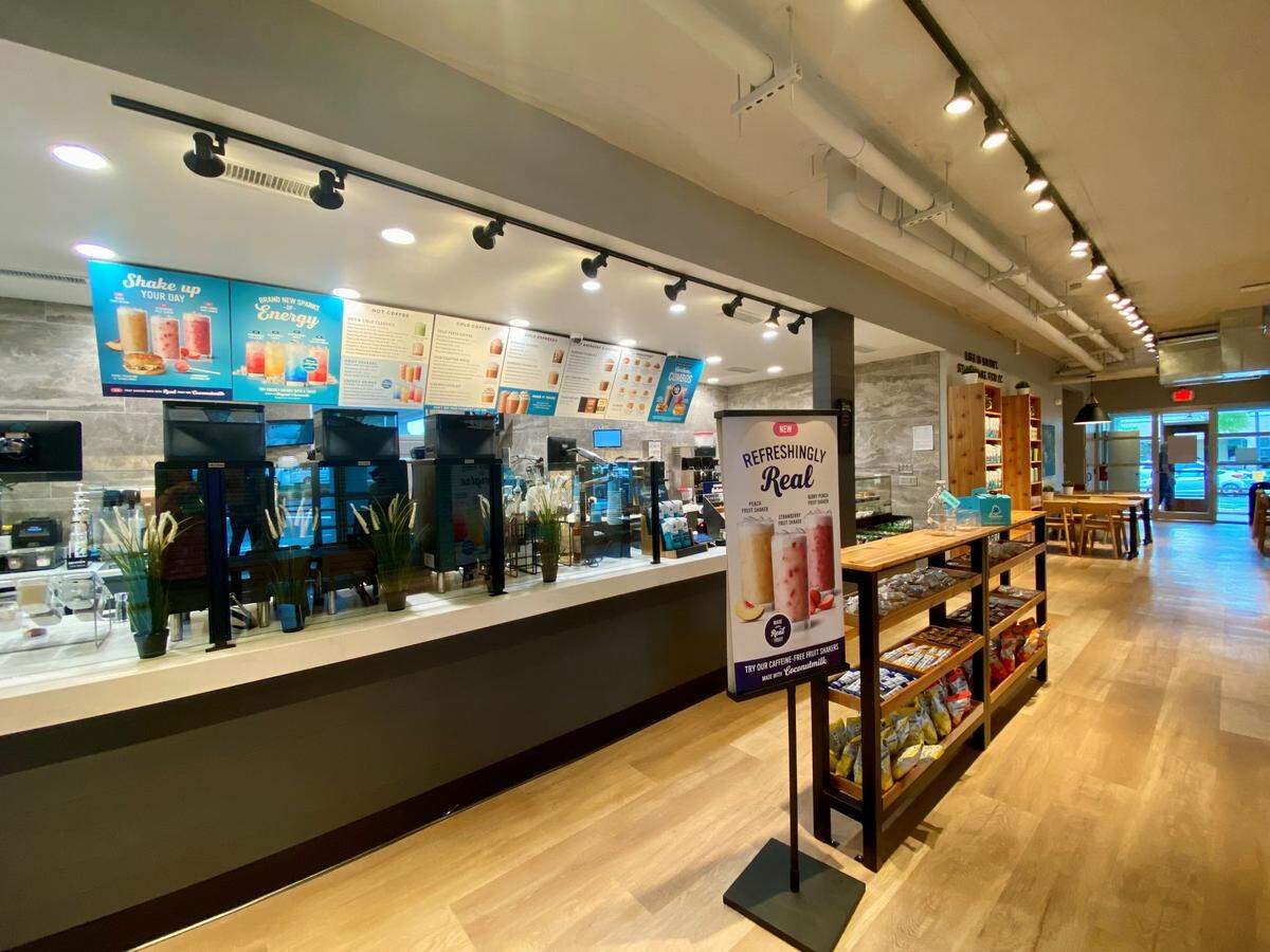 Caribou Coffee opened at the corner of N.C. 150 (East Plaza Drive) and N.C. 115 on July 15, 2024, in a Food Lion-anchored retail center in Mooresville.