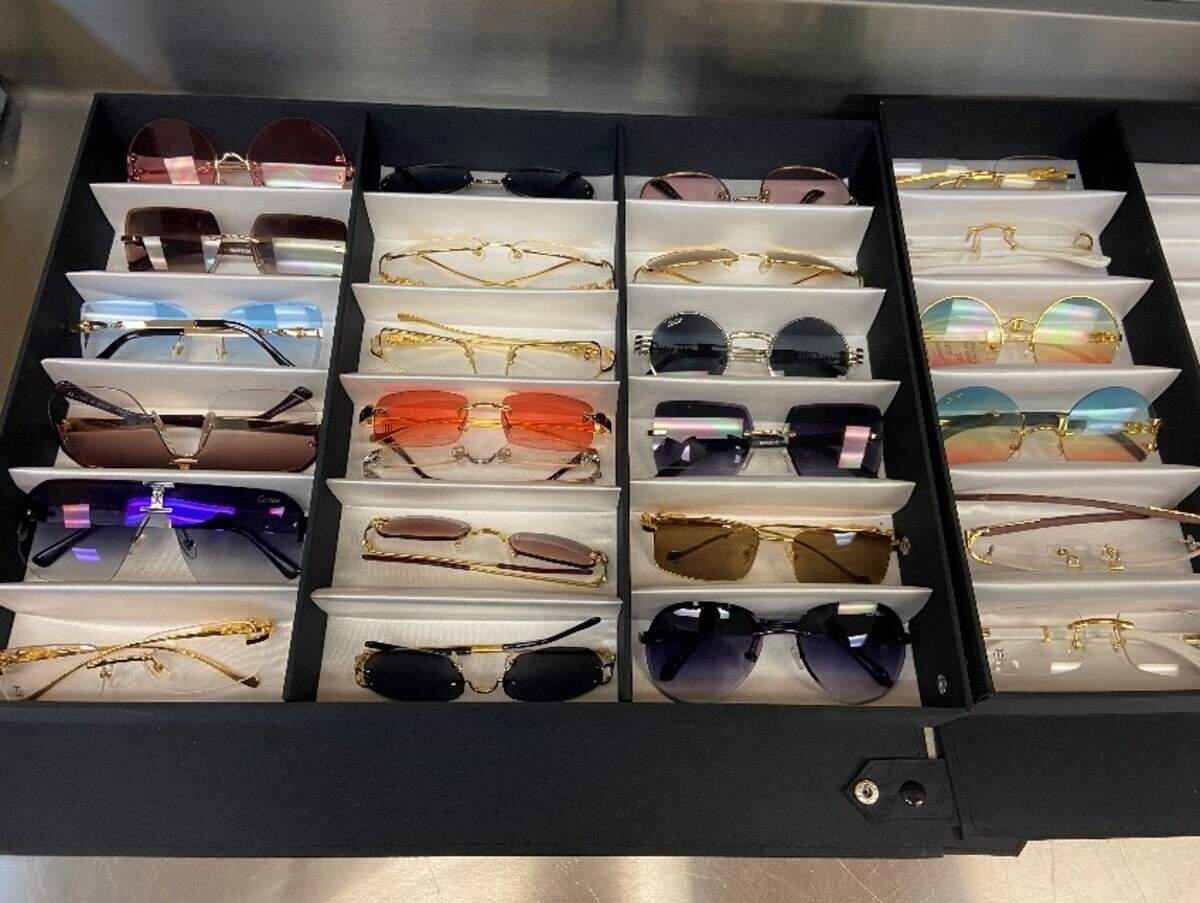 These sunglasses were among $360,000 in counterfeit goods seized by Mooresville police during a July 24 traffic stop.