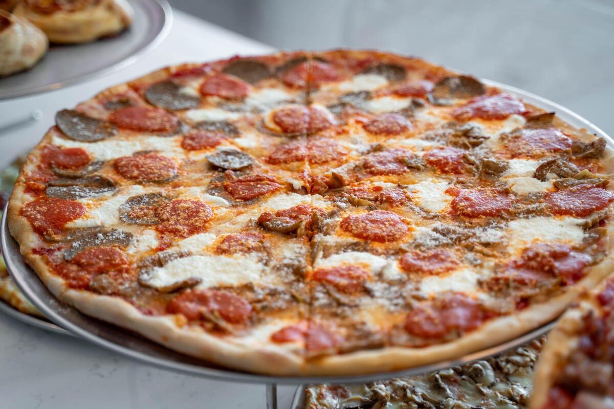 Sal’s pepperoni and sausage pizza.