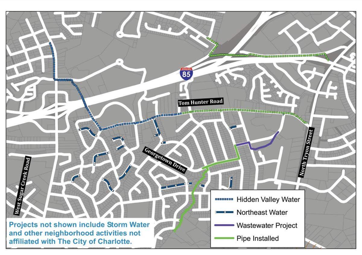 A map details where Hidden Valley Water System Improvement projects will take place.