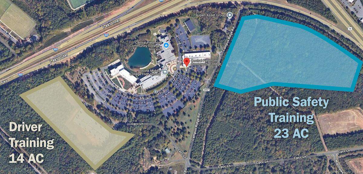 A rendering of the planned public safety training facility at Central Piedmont Community College’s Matthews campus.