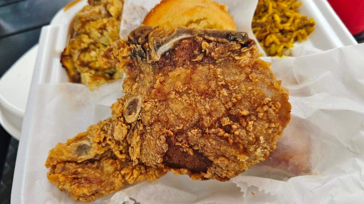 Pork chop at Nana Morrison’s soul food.