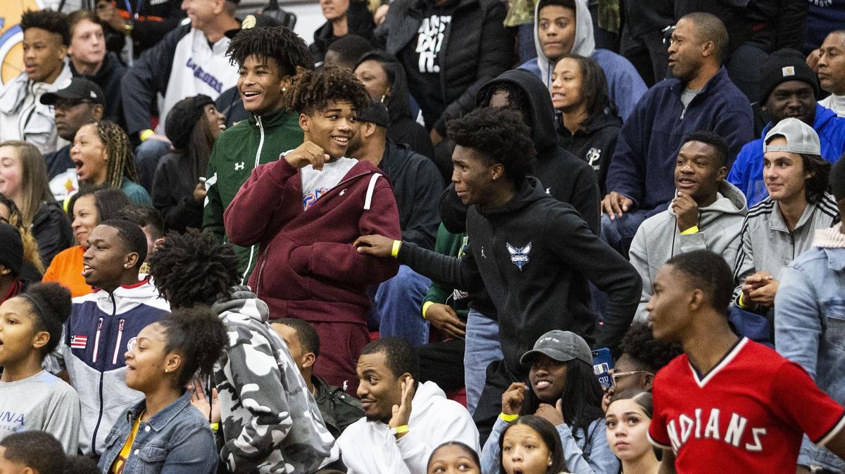 The crowd reacts after a slam dunk from West Charlotte’s Patrick Williams during the Charlotte Hoops Challenge Saturday. Cox Mill beat West Charlotte 78-60.