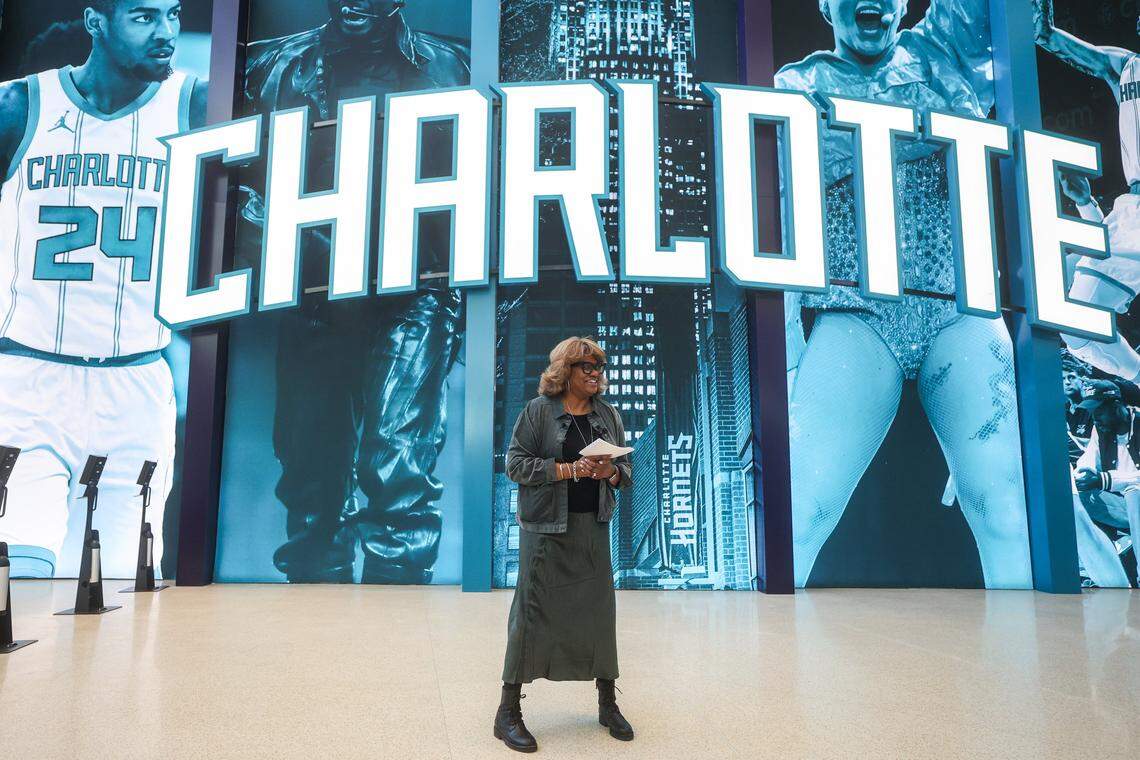 HSE Chief Venues Officer Donna Julian leads a behind-the-scenes tour of the arena upgrades, including spaces renovated during phase one and phase two of the project, during the Spectrum First Look in Charlotte, NC on Friday, October 17, 2025.