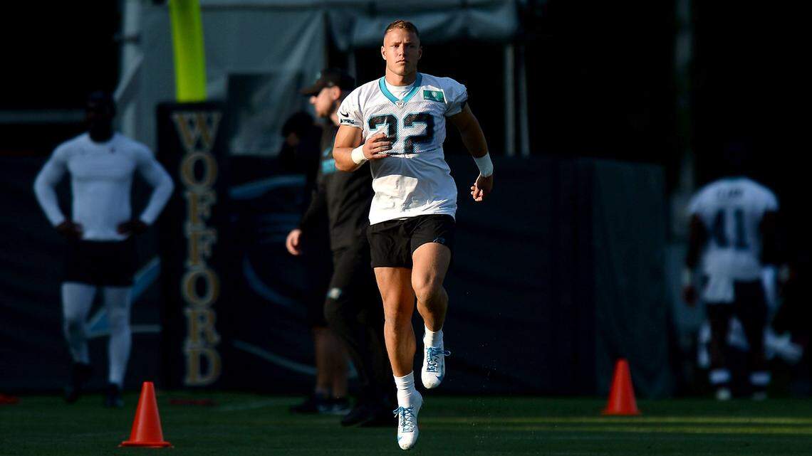 Panthers’ McCaffrey asks hall of famer Marshall Faulk for advice to prolong career