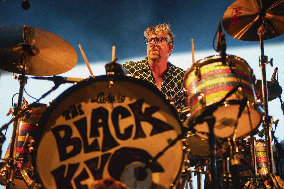 Patrick Carney plays drums for The Black Keys on Wednesday in Charlotte.