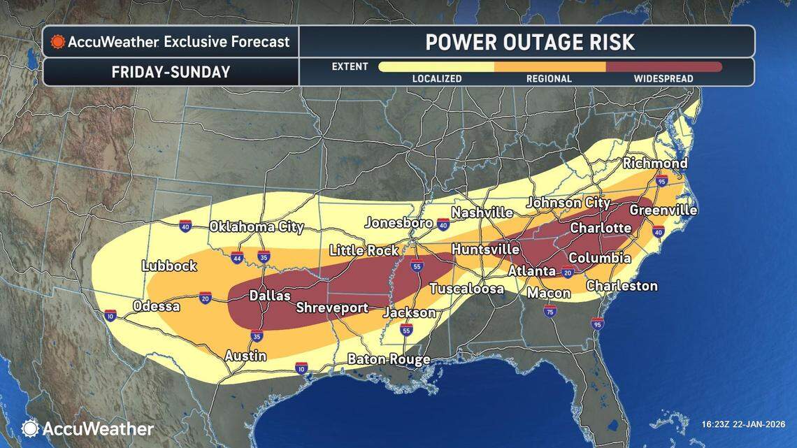 Extended power outages in subfreezing temperatures could result from the storm if power lines are impacted ice, AccuWeather meteorologists report.