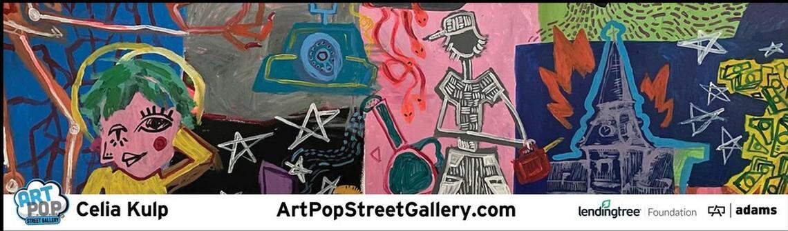 A rendering of Celia Kulp’s mural on the Quail Hollow Club’s course at the 2022 Presidents Cup.