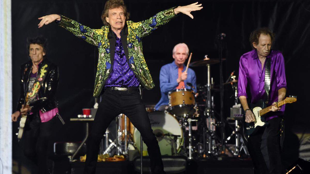 FILE - This Aug. 22, 2019 file photo shows, from left, Ron Wood, Mick Jagger, Charlie Watts and Keith Richards of the Rolling Stones performing in Pasadena, Calif. The band announced Thursday, Feb. 6, 2020, that they will kick off a 15-city leg of their No Filter tour beginning in May 2020 in San Diego. (Photo by Chris Pizzello/Invision/AP, File)