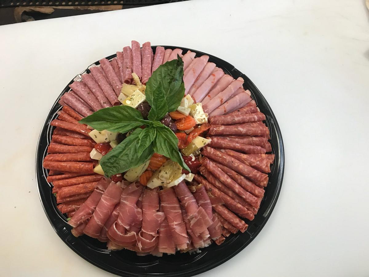 This meat tray is a popular catering item at Mama’s Pizza Express.