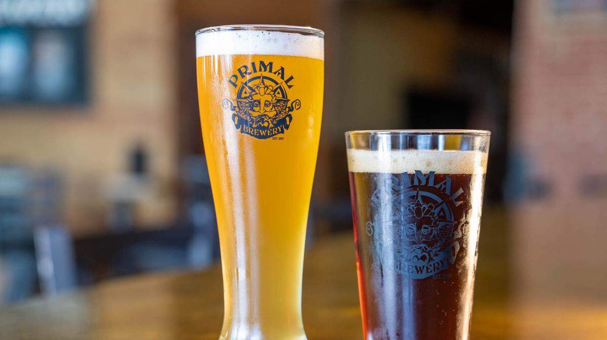 Craft beers at Primal Brewery in Belmont.