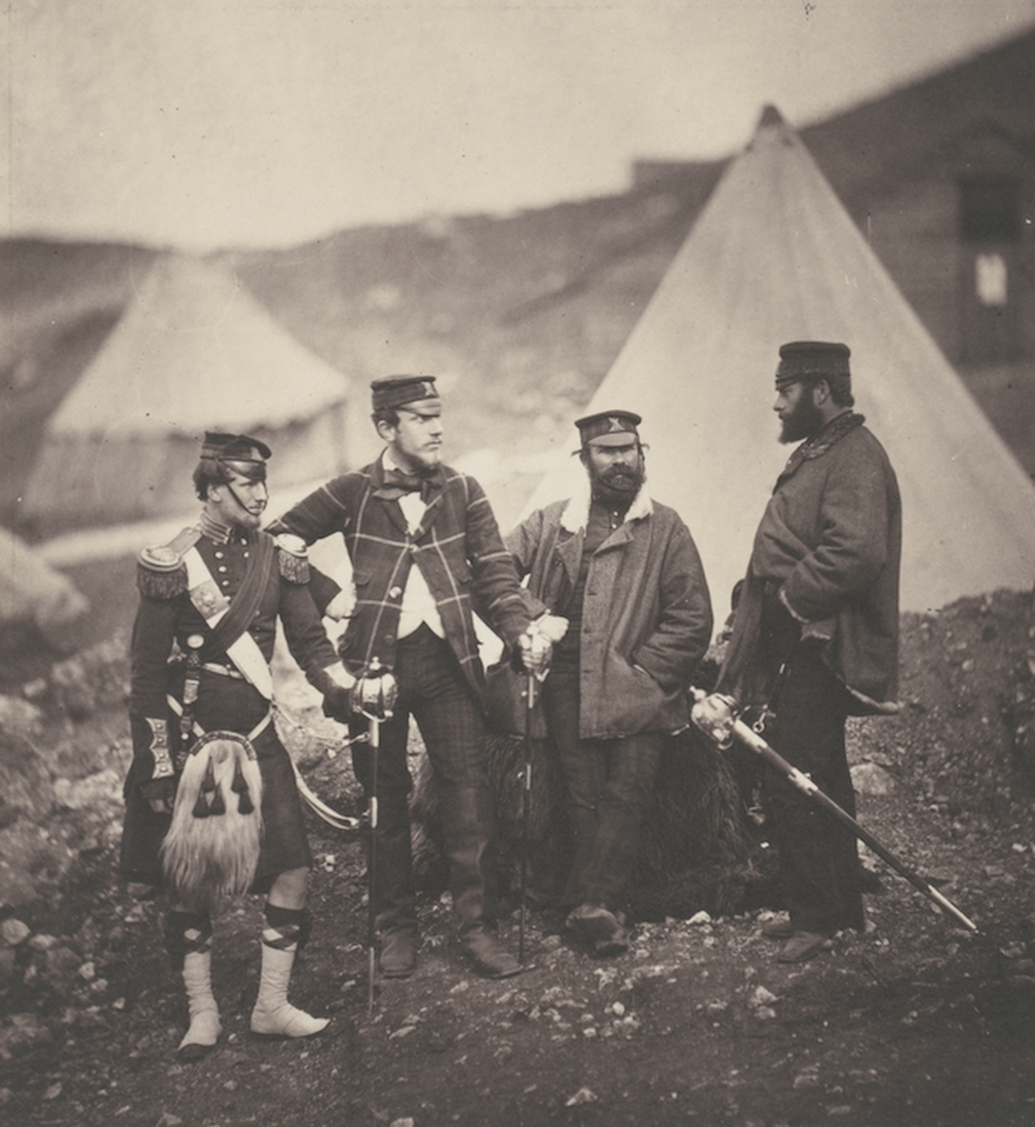 Roger Fenton (British, 1819–69). Officers of the 42nd Highlanders, 1856, 1856 negative, albumen print. This is one of the photos that Bank of America is donating to The Mint Museum.