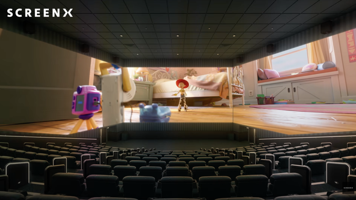 A screen grab from a trailer for SCREENX’s presentation of “Toy Story 5.”